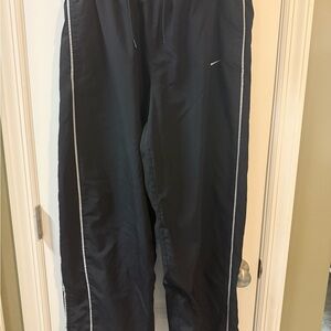 Vintage Y2K Nike Windbreaker Track Pants Men Large Black Lined Striped Baggy Zip